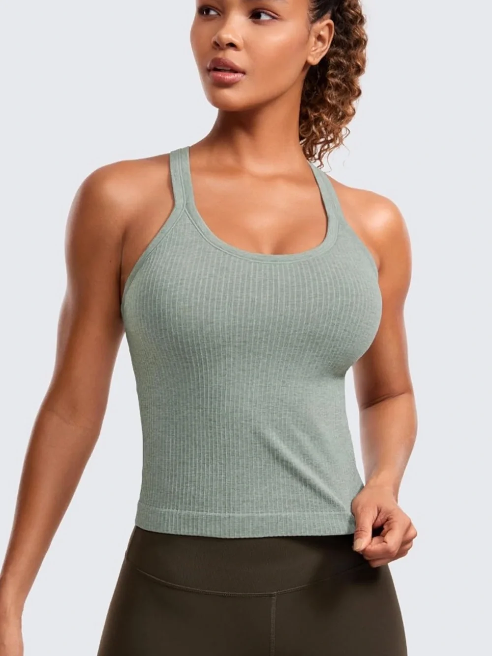 Ribbed Racerback Tank Top - Picture 2 of 6